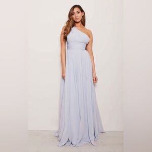 Sisterhood Dress 8 Isadore Light Blue Chiffon Long Evening Gown one shoulder